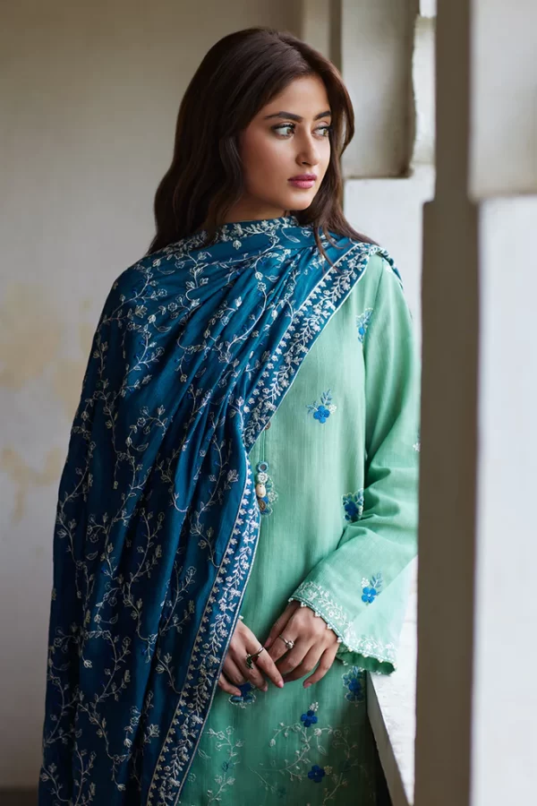 Khaddar – Linen 2023 Embroidered Collection By Cross Stitch-ROYAL DUSK - Image 2