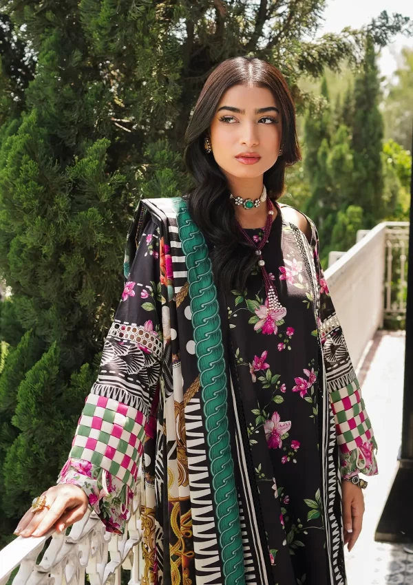 Elaf Prints'24 Lawn Collection By Elaf Premium-Dark Floral - Image 2