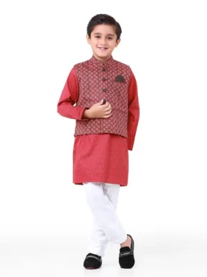 Boy's Maroon Waist Coat Suit-169
