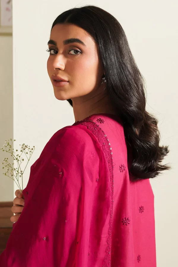 Mahiri Emborided Lawn Collection By Cross Stitch-FUCHSIA BLUSH - Image 3