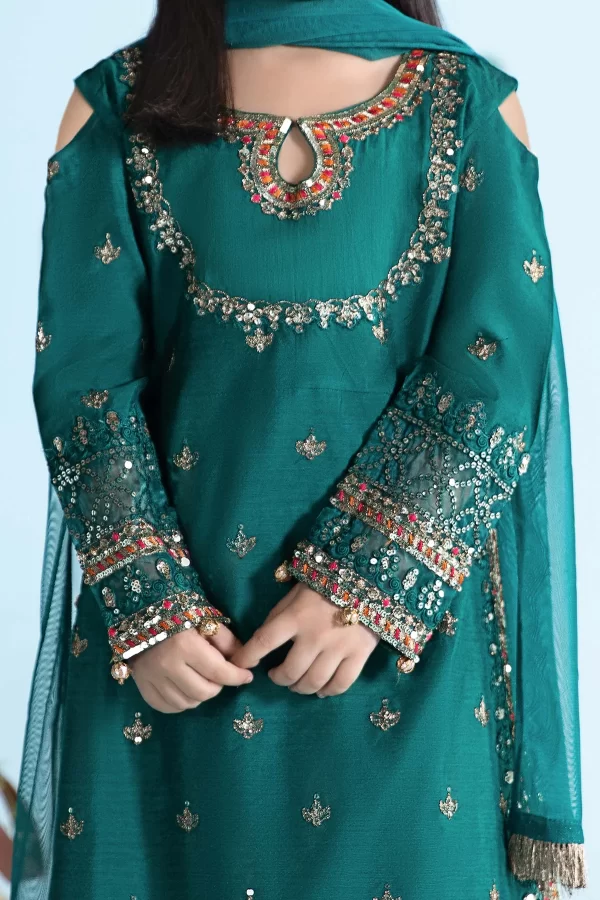 3 Piece Embroidered Cotton Silk Suit - Image 2