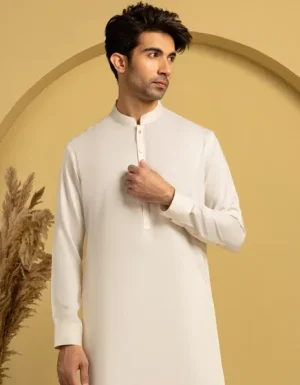 sabrangee men eid 25-OFF WHITE  KAMEEZ SHALWAR