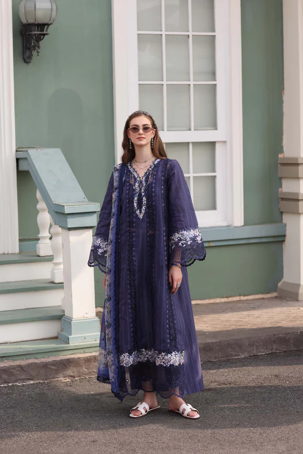 Noor Eid Luxe Chikankari' 25 - D7- Navy Blue