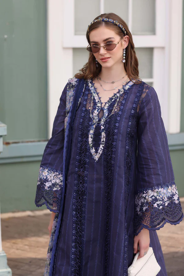 Noor Eid Luxe Chikankari' 25 - D7- Navy Blue - Image 2