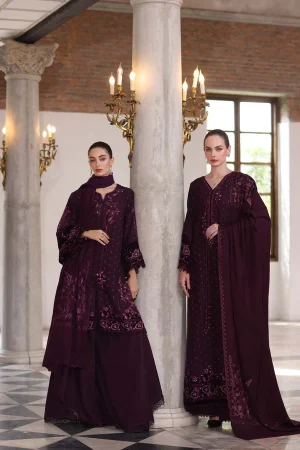 Noor Winter Pashmina Shawls '25'   Damson