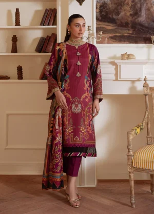 GULAAL Velouré Printed Silk '25' Imperial Plum