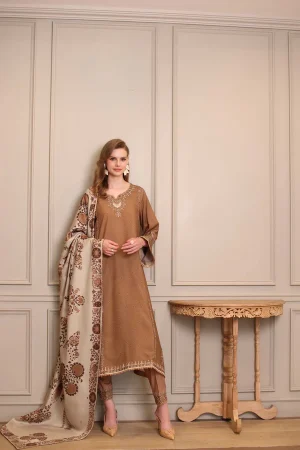 Noor by Saadia asad Winter Embroidered Printkhaas '25' D6 - A