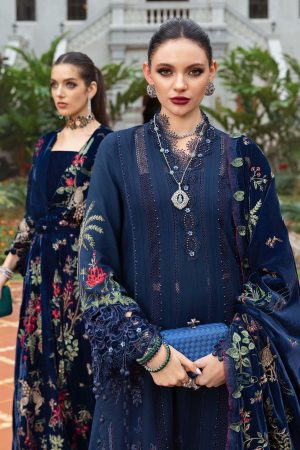 MARIA.B  Embroidered Twill Linen Suit '25'  WL-1312-Navy Blue