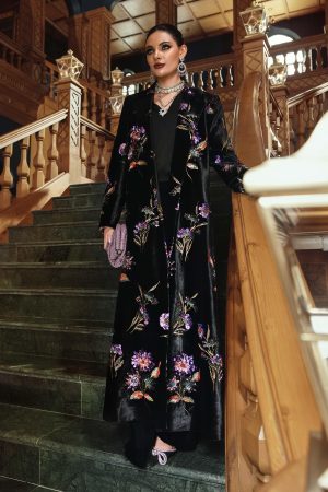 MARIA.B Winter luxe Embroidered Velvet '25' WL-1306-Black and Purple