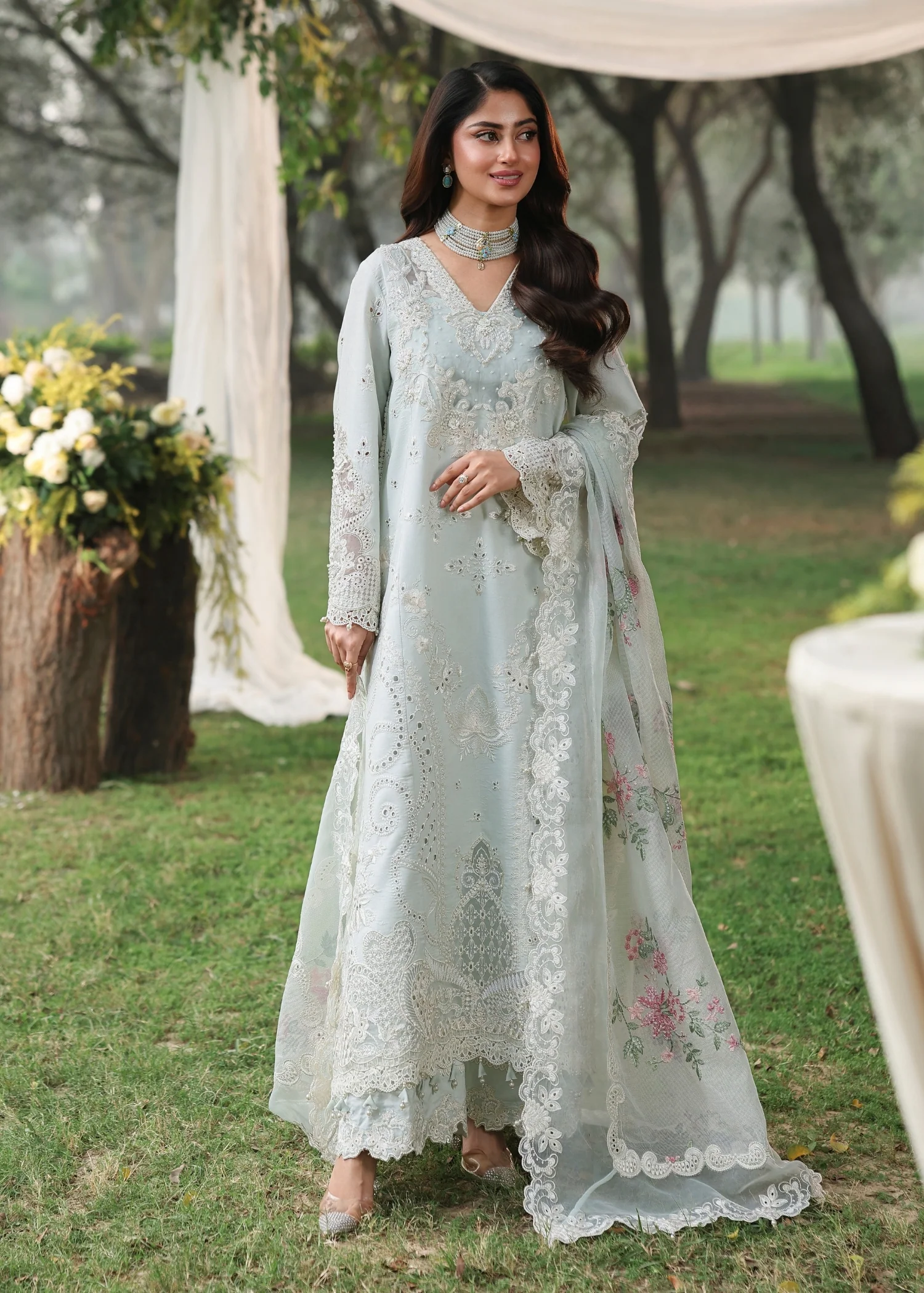 Sardinia Tales Of Petals Luxury Lawn '26-OCEAN WAVES