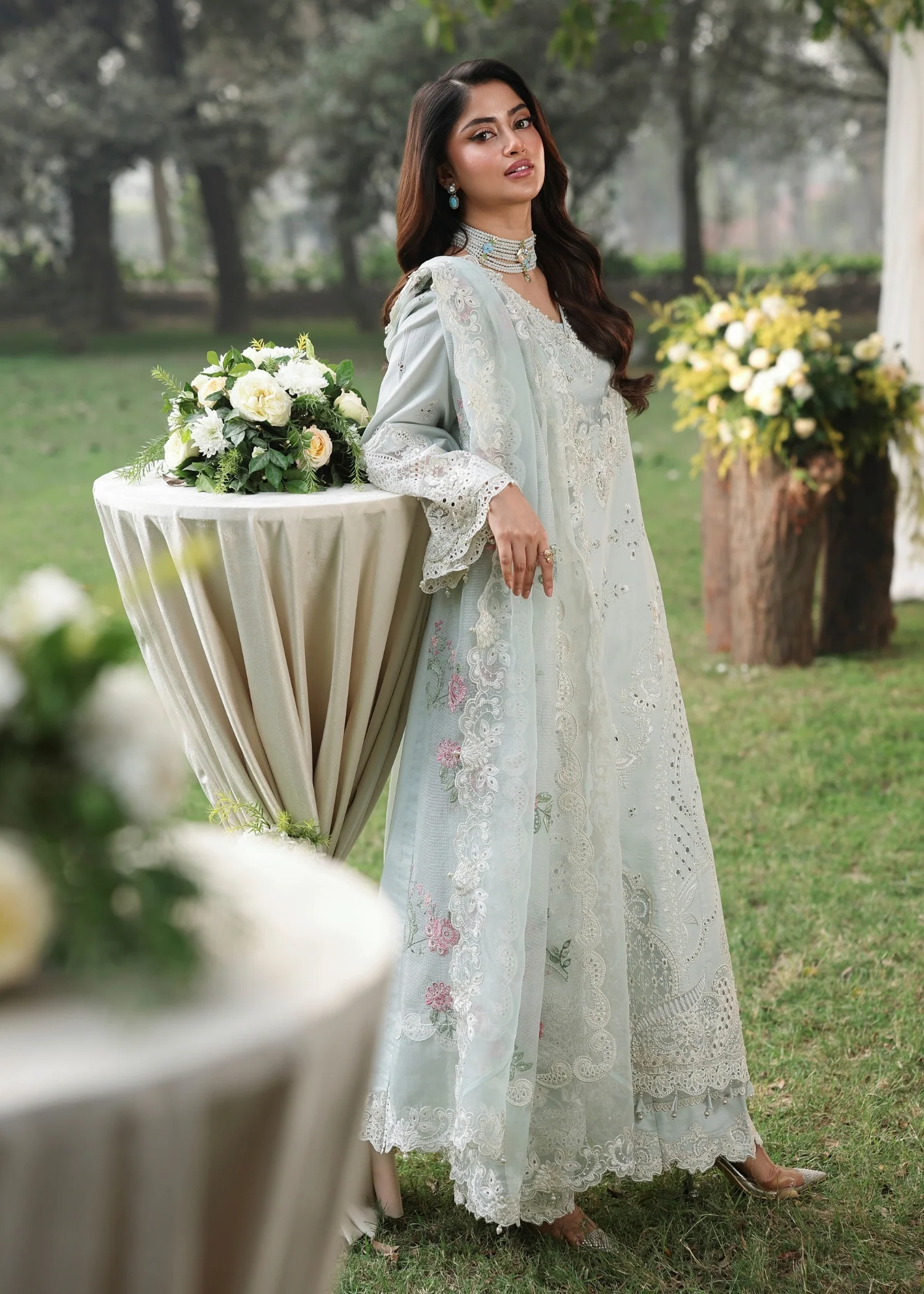 Sardinia Tales Of Petals Luxury Lawn '26-OCEAN WAVES - Image 2