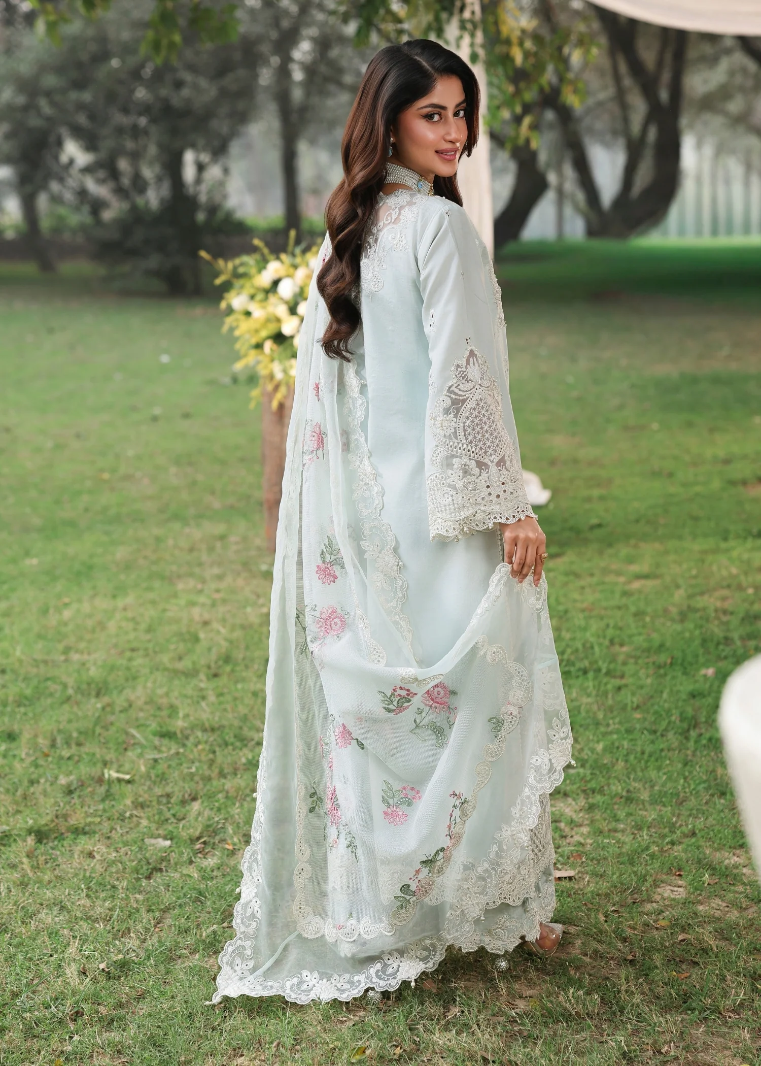 Sardinia Tales Of Petals Luxury Lawn '26-OCEAN WAVES - Image 4