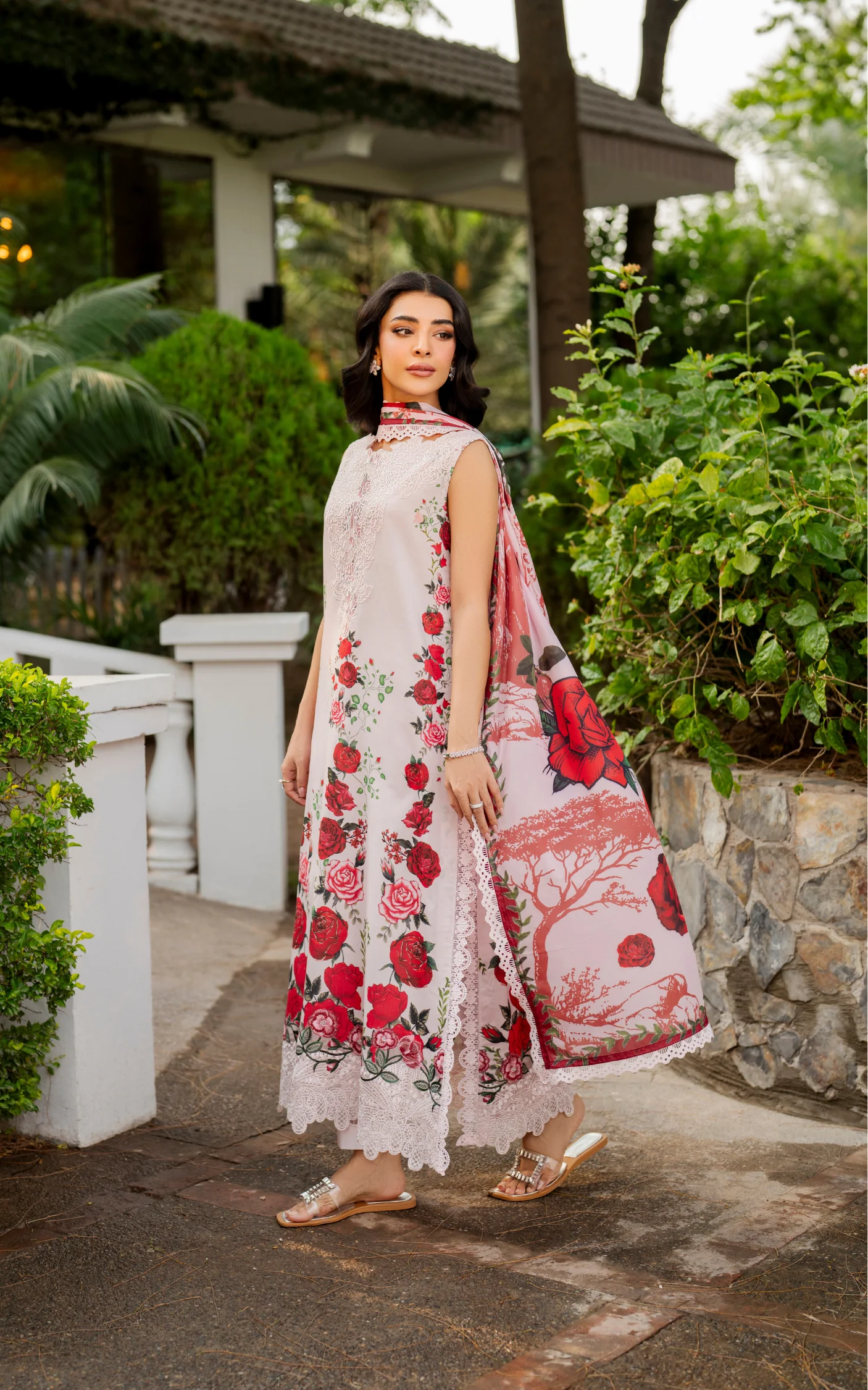 Asifa & Nabeel Meeraki Lawn '26-Gilded Rose - Image 3