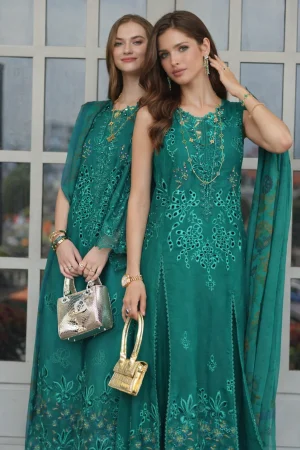 Noor Luxe Chikankari '26-D1 - Malachite Green