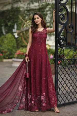 Noor Luxe Chikankari '26-D3 -Bordeaux