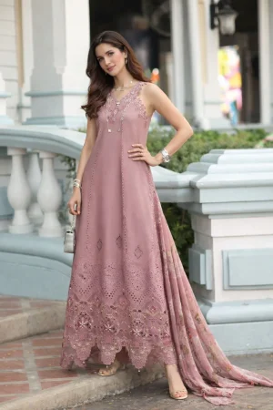 Noor Luxe Chikankari '26-D8 - Rosewood Blush