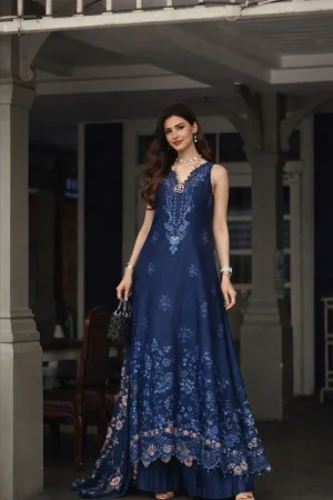 Noor Luxe Chikankari '26-D11 - Sapphire Blue
