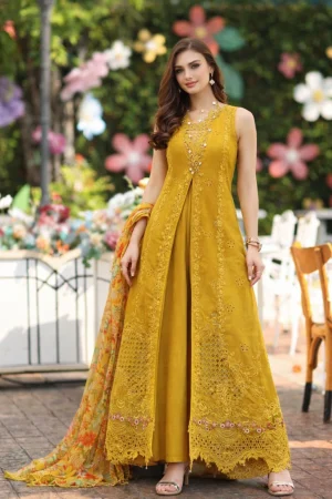 Noor Luxe Chikankari '26-D10 - Amber Yellow
