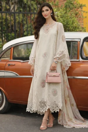 Noor Luxe Chikankari '26-D2 - Pearl Ivory