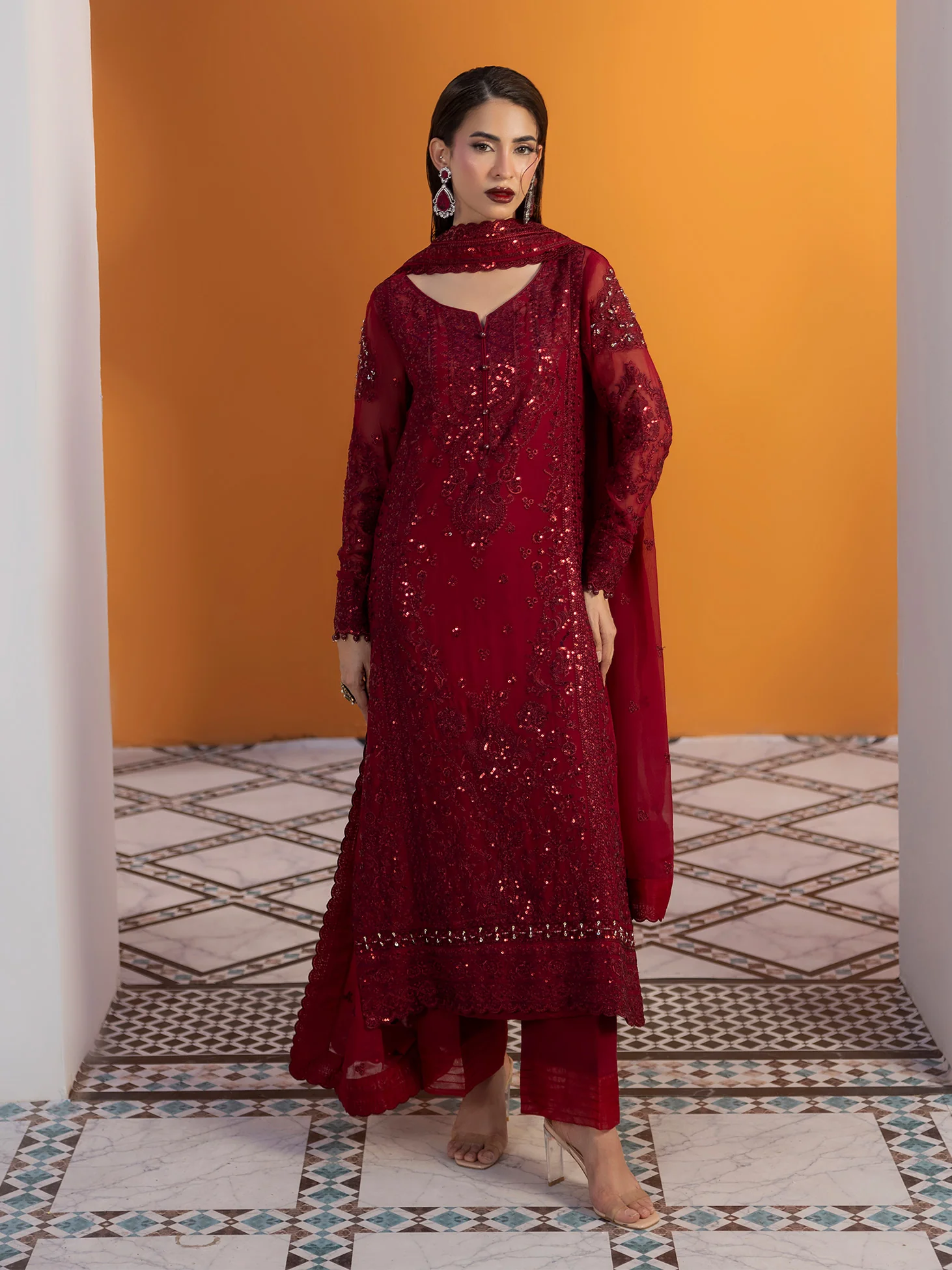 Gulaal Maeri Luxury Chiffon '26-Crimson