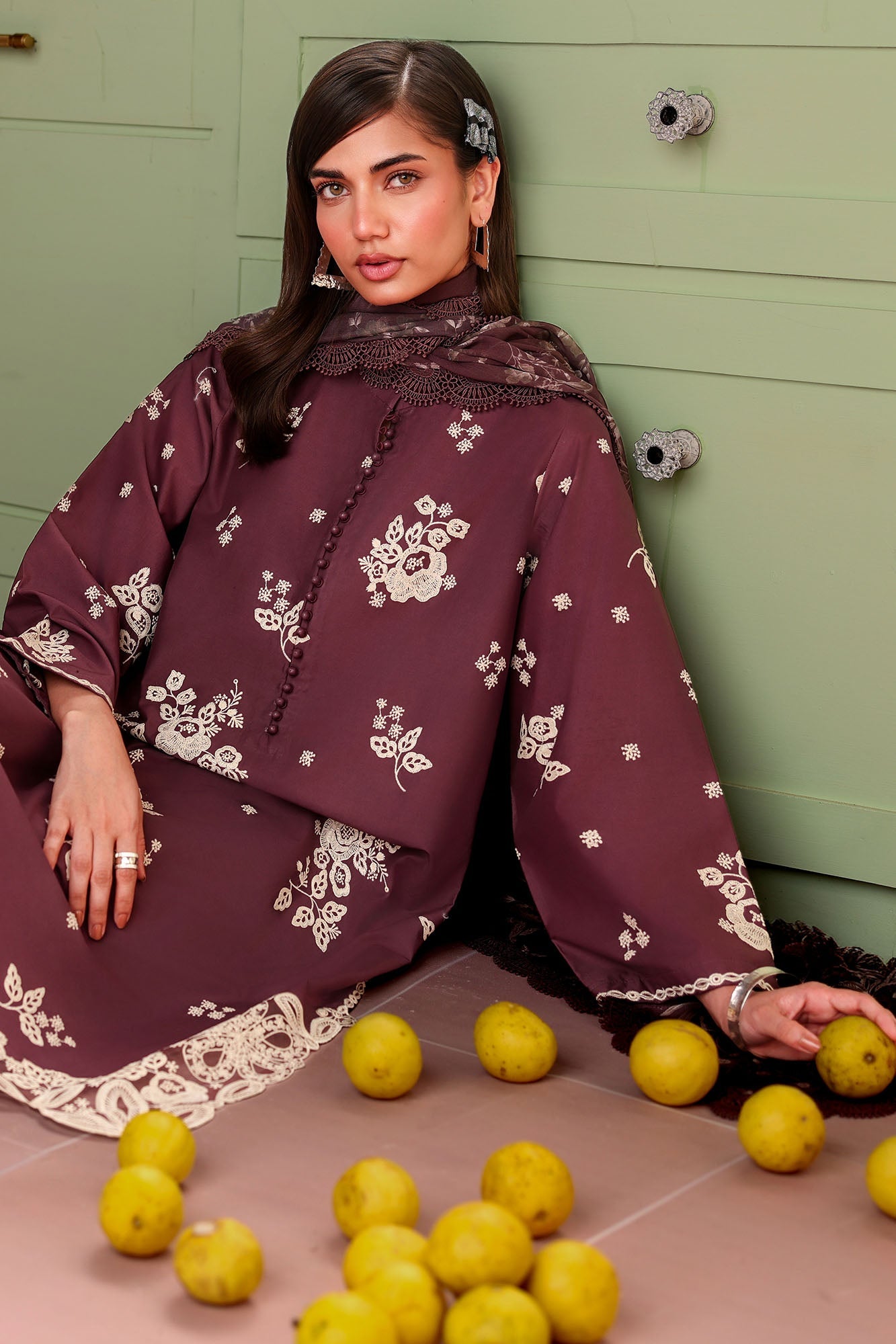 Cross Stitch Premium Lawn '26-SHADOW PERSE - Image 3