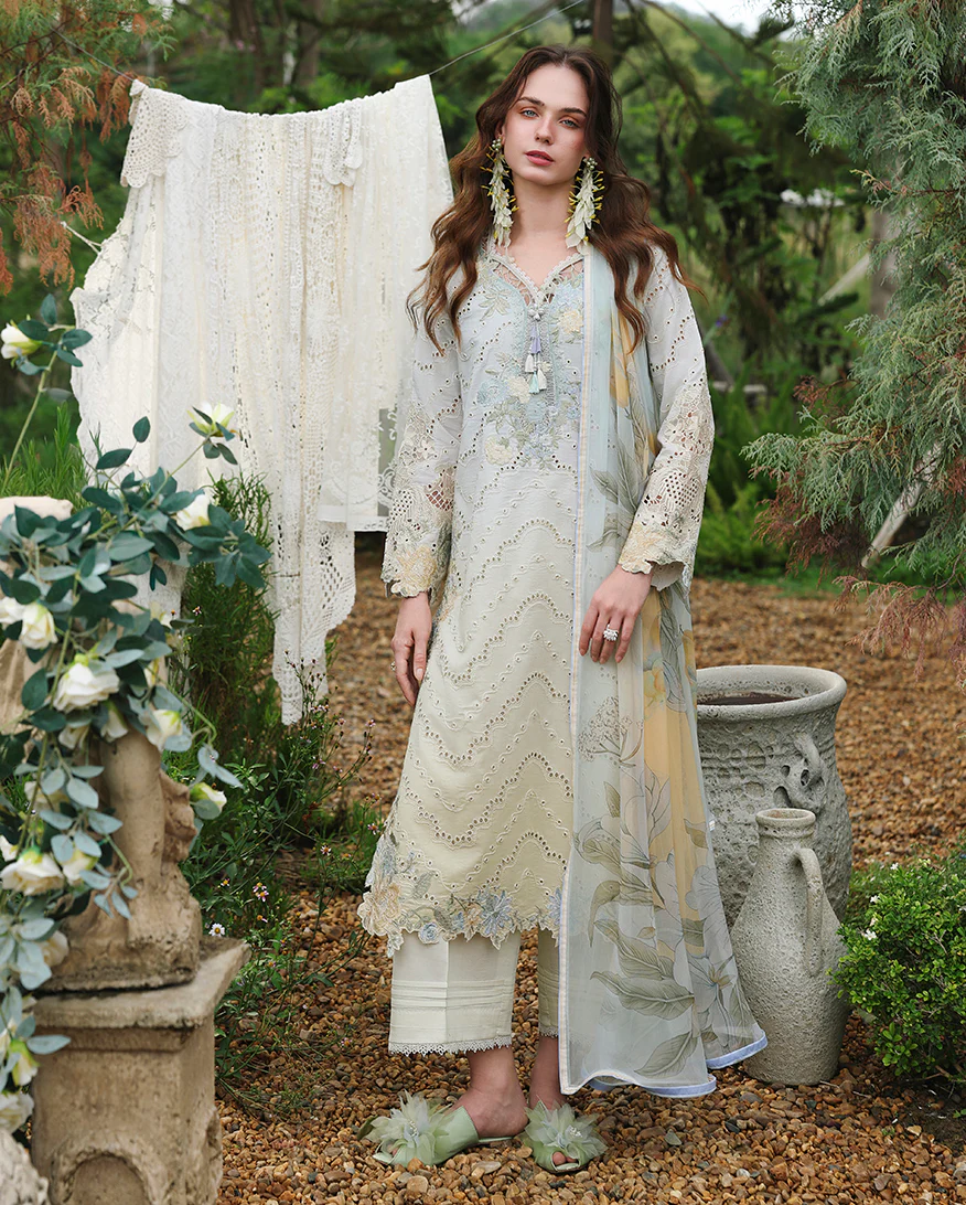 MUSHQ Embroidered Lawn Collection,26 Ivory Botanica