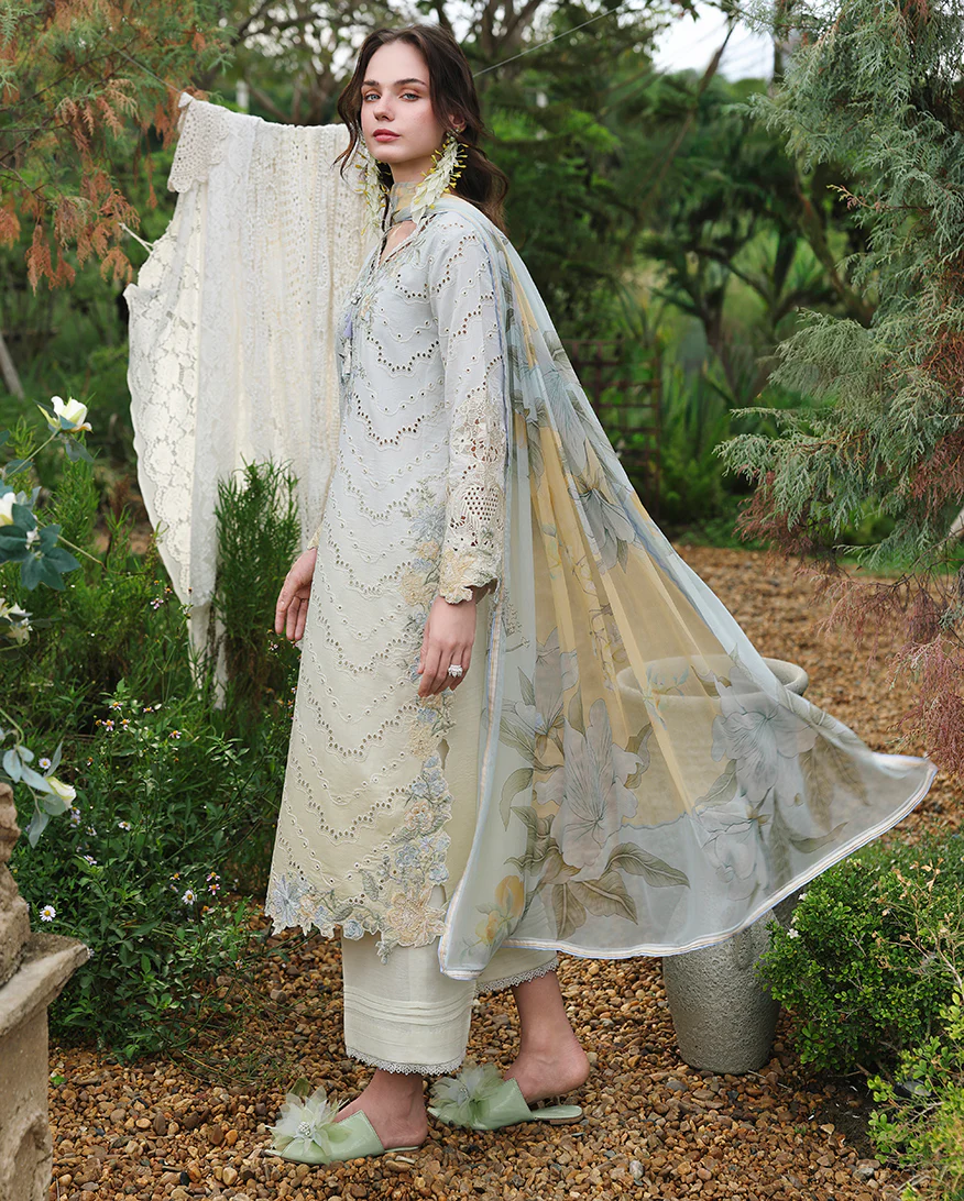MUSHQ Embroidered Lawn Collection,26 Ivory Botanica - Image 4