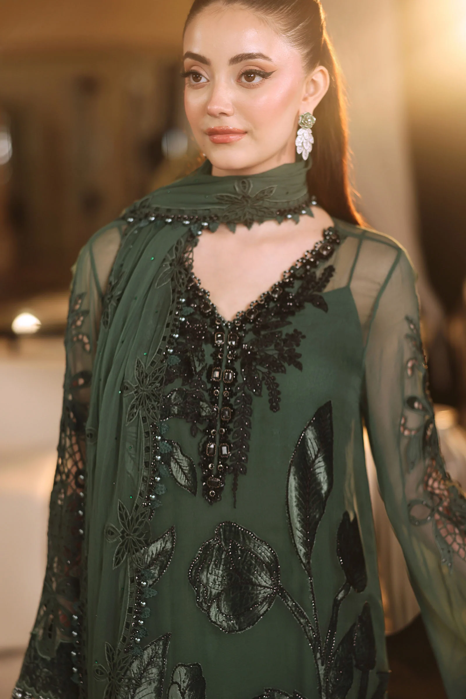 Maria B Chiffons '26-MPC-26-207-Pine Green - Image 2