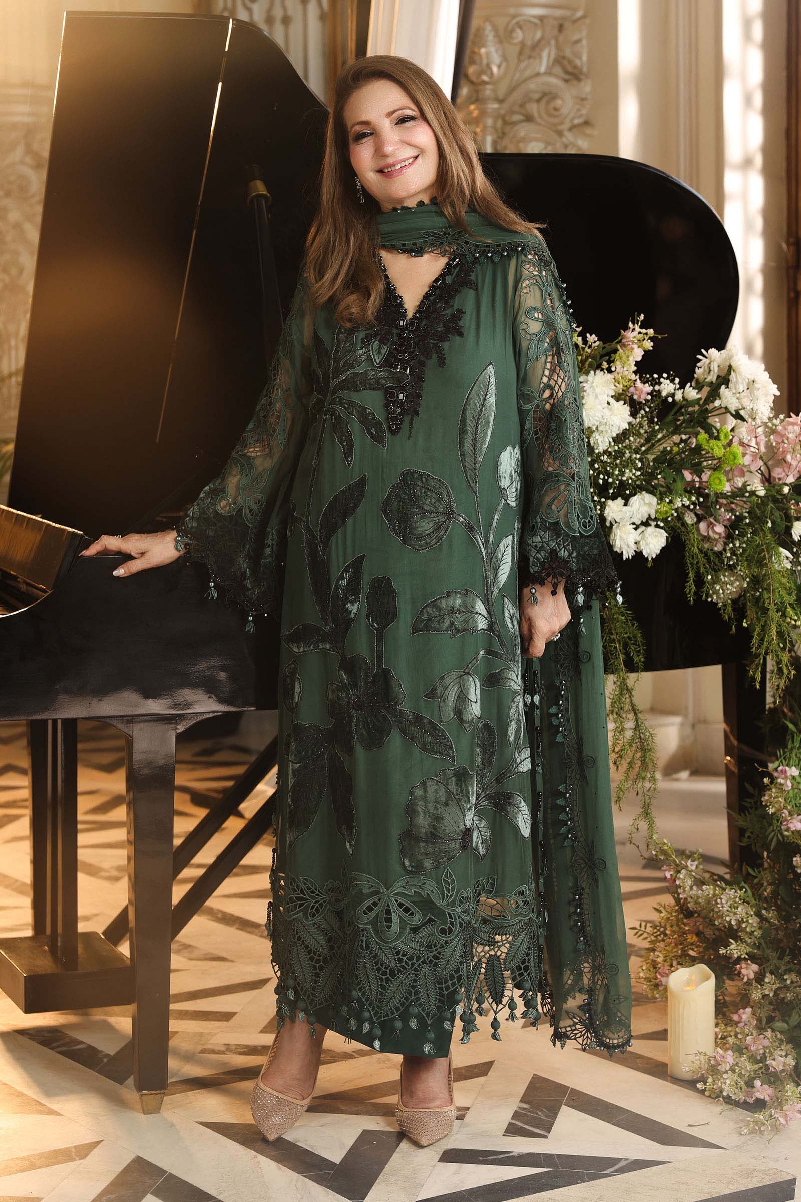 Maria B Chiffons '26-MPC-26-207-Pine Green - Image 3