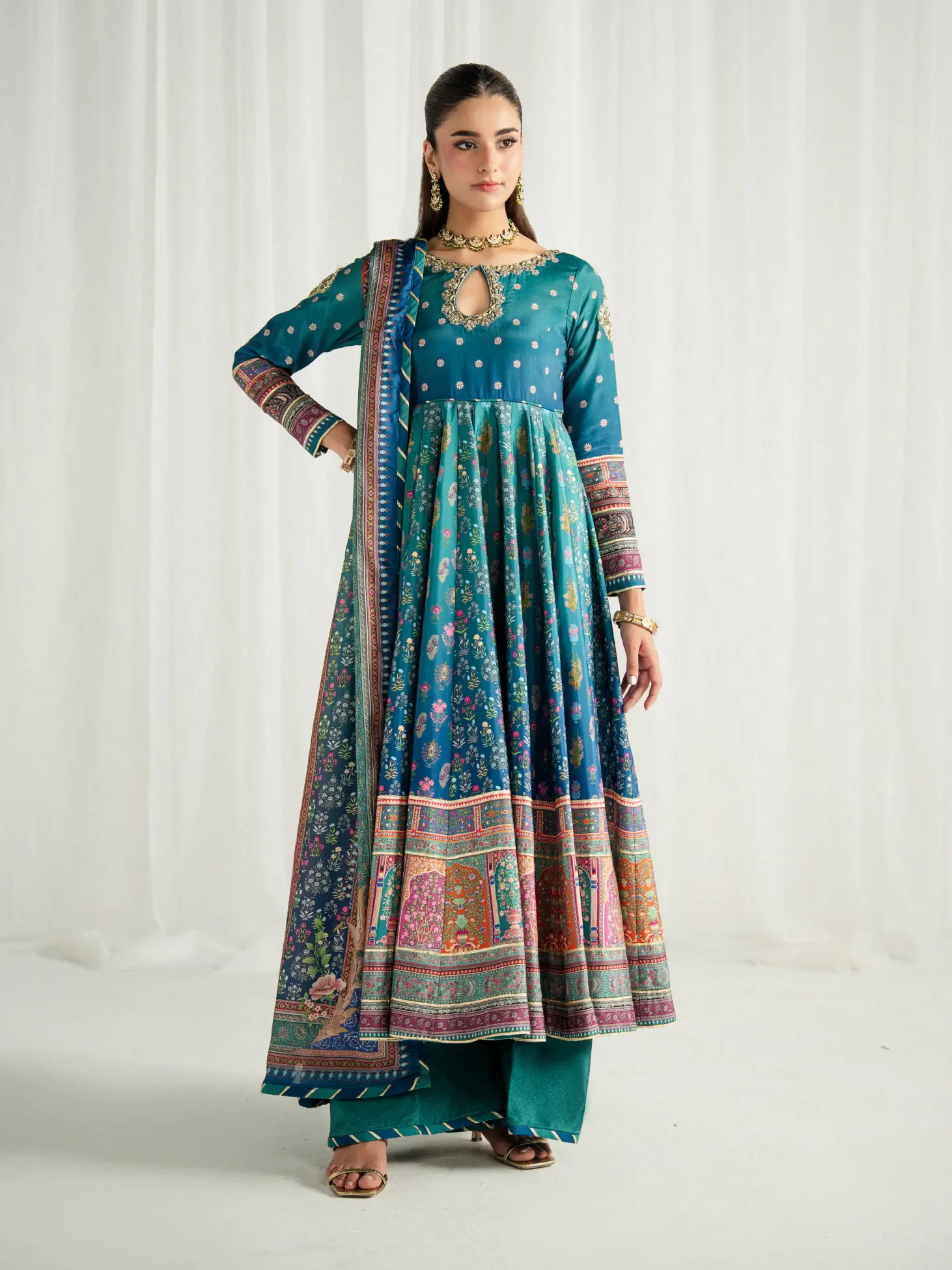 Gulaal Aira Printed Silk '26-Azure - Image 2