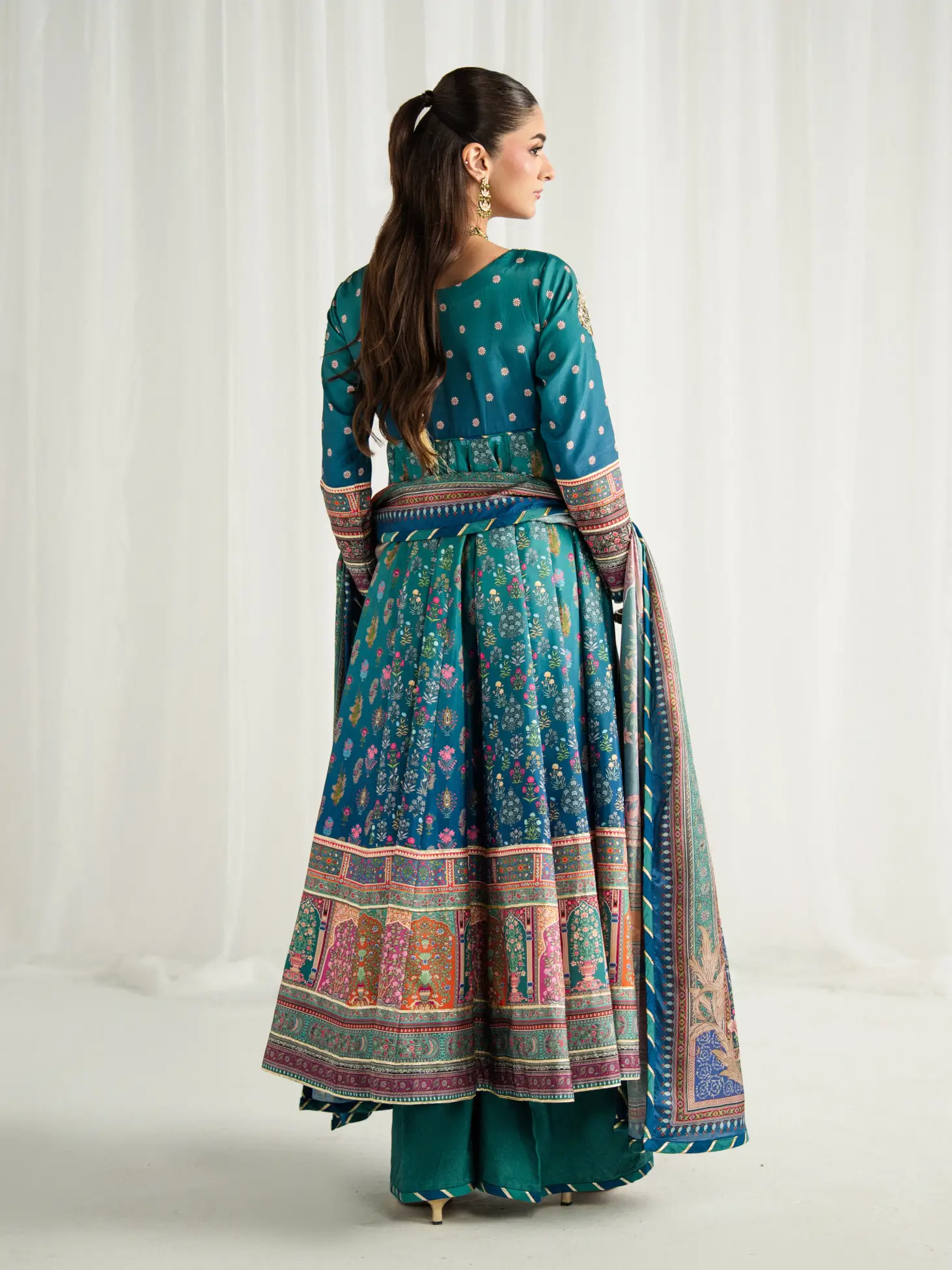 Gulaal Aira Printed Silk '26-Azure - Image 3