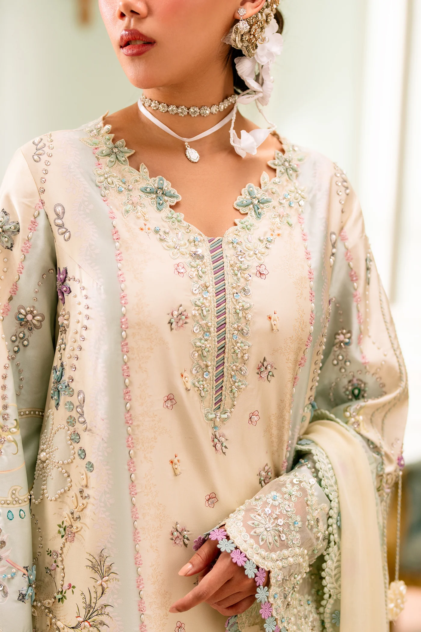 Qalamkar Luxe Silk '26-QSL-01 AZURE - Image 3