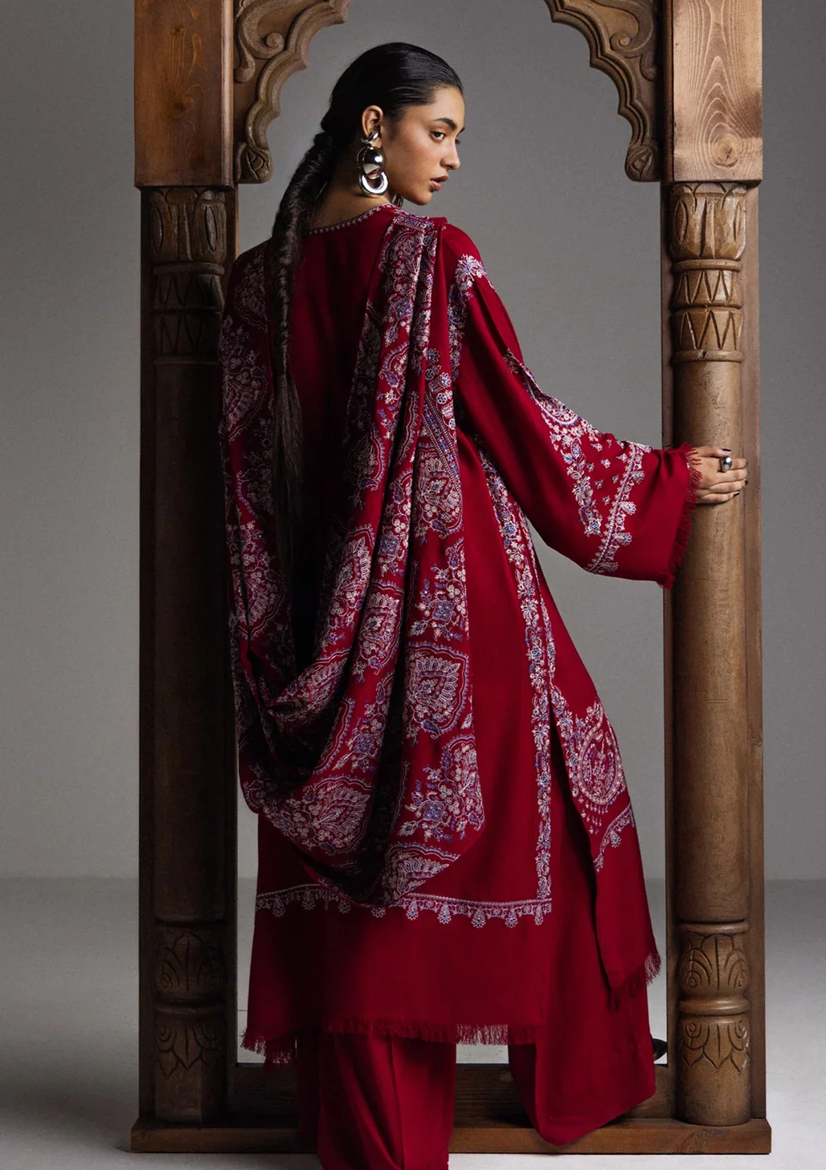 Zara Shahjahan Saraab winter collection '26-QIRMIZ-D7 - Image 3