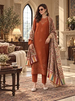 Noor Printkhas winter '26-D10 B - Burnt Terracotta