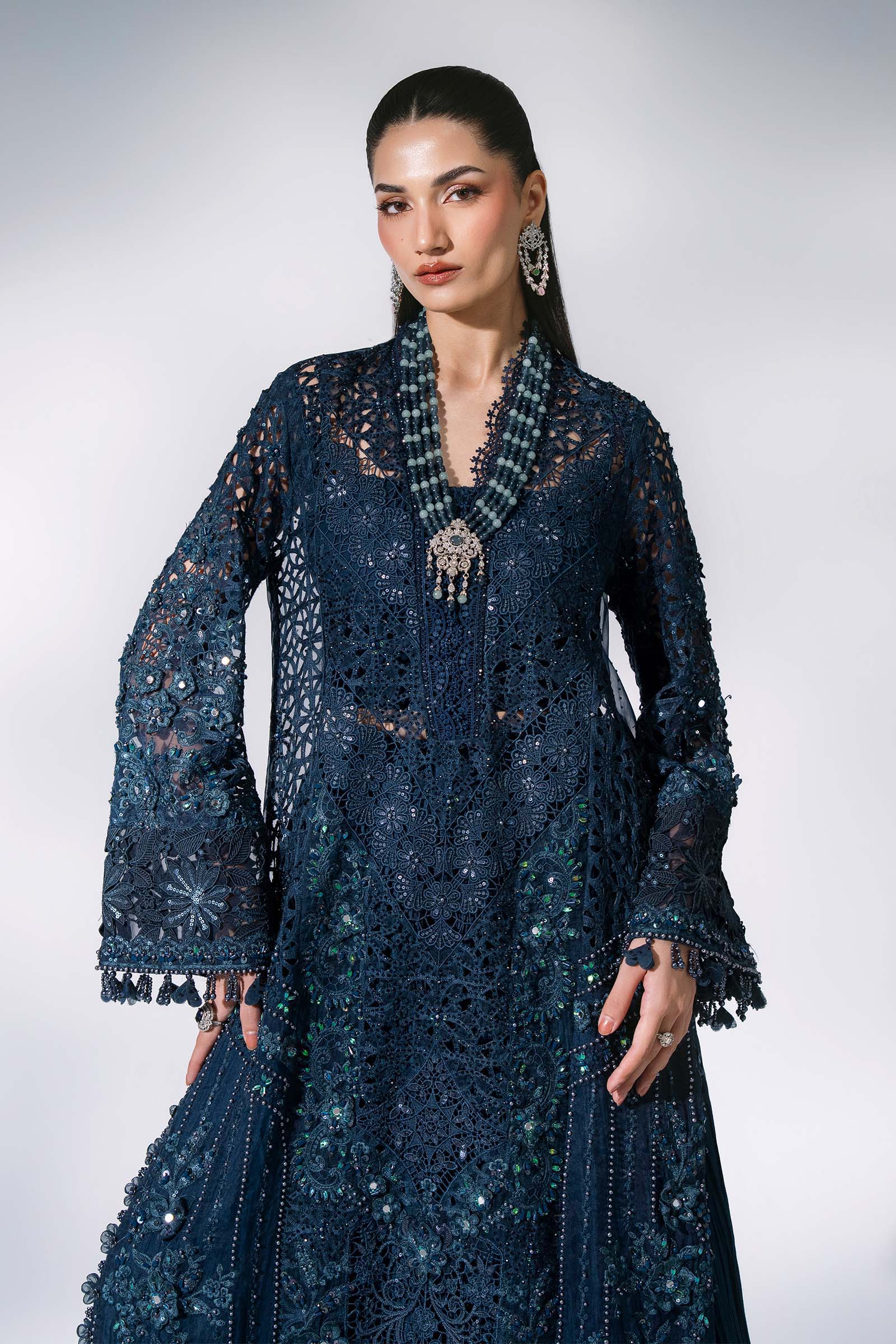 Maria B MBROIDERED '26-BD-3106-Peacock Blue - Image 3