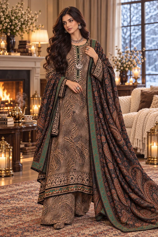 Noor Printkhas winter '26-D1 A - Emerald leopard - Image 2